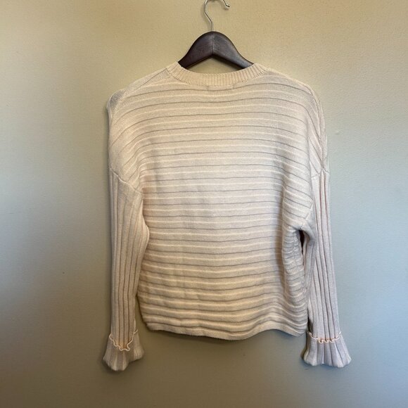 NWT PrettyGarden Side Button Sweater Cream Medium Long Sleeve Ribbed Knit - Picture 2 of 16
